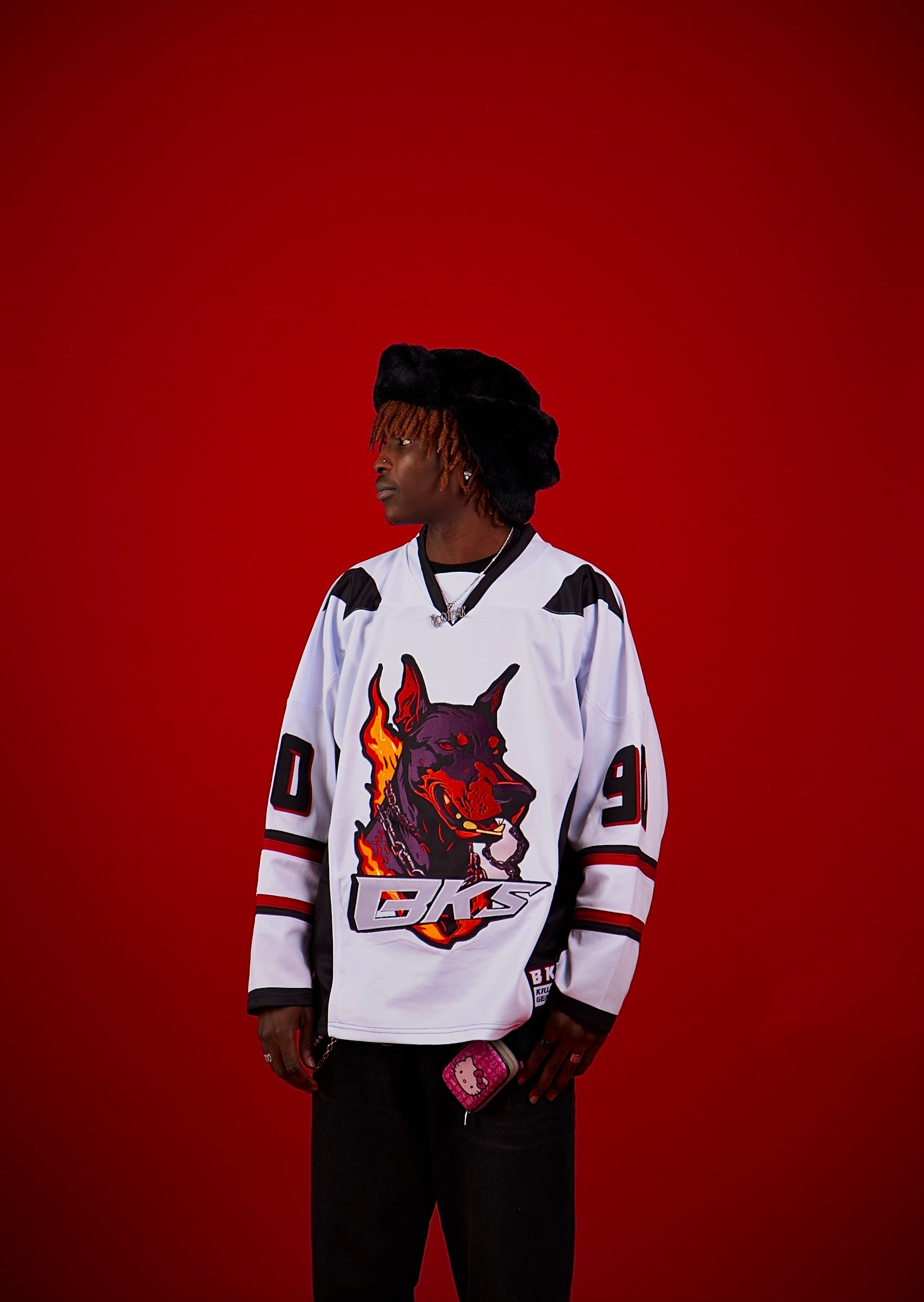 WHITE TOP ICE HOCKEY DAWG JERSEY